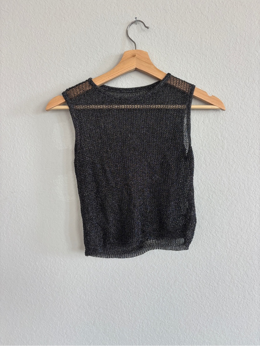 Amazon Black Metallic Knit Sleeveless Tank Top